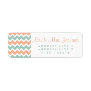 Étiquette La collection moderne de Mariages Chevron Peach & 