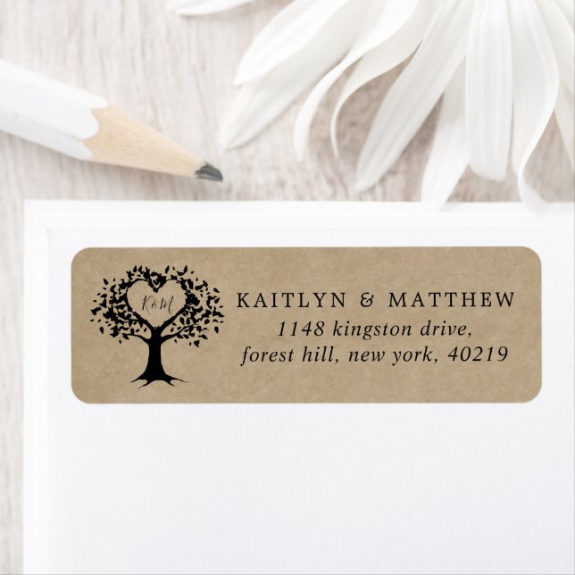 Étiquette La collection Rustic Heart Tree Mariage (En situation)