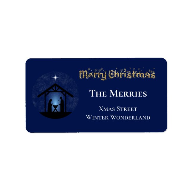 Étiquette La crèche de Noël Scène religieuse (Devant)