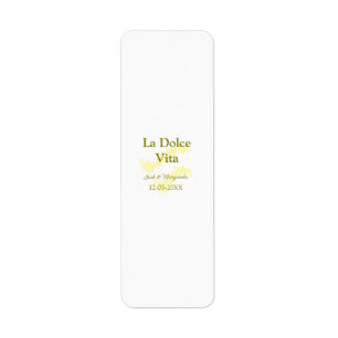 Étiquette La Dolce Vita jaune couple marié Nom date scintill