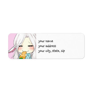 Étiquette La fille mignonne de chibi avec des oreilles de
