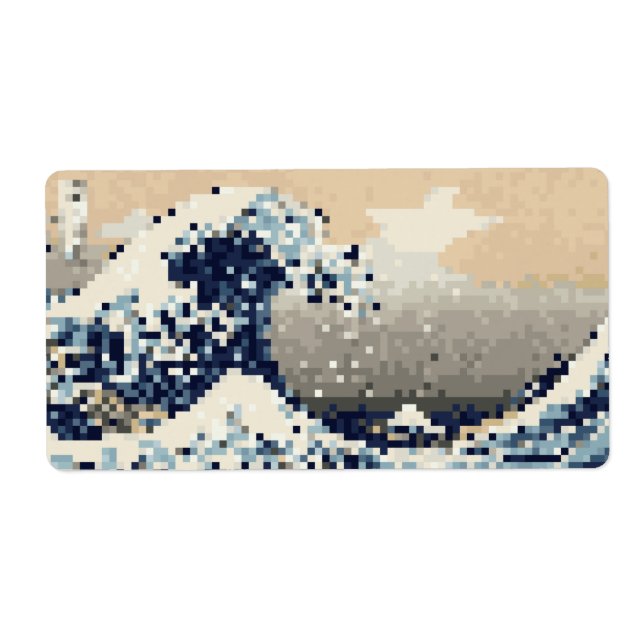 Étiquette La Grande vague au large de Kanagawa 8 bits Pixel  (Devant)