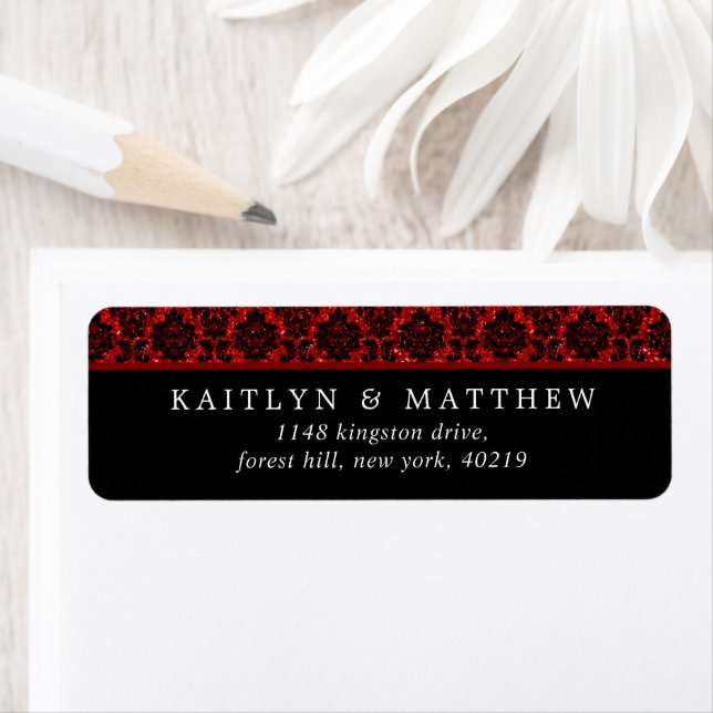 Étiquette La Parties scintillant Damask Las Vegas Mariage Co (En situation)