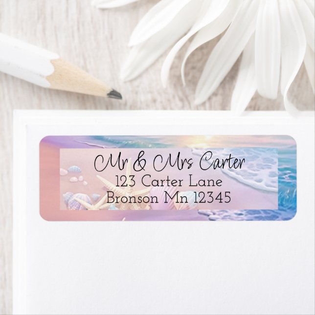 Étiquette La plage au coucher du soleil (En situation)