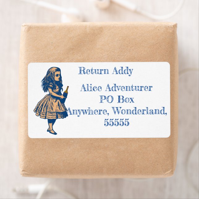 Étiquette Label Alice Wonderland Navy Adresse de retour (En situation)