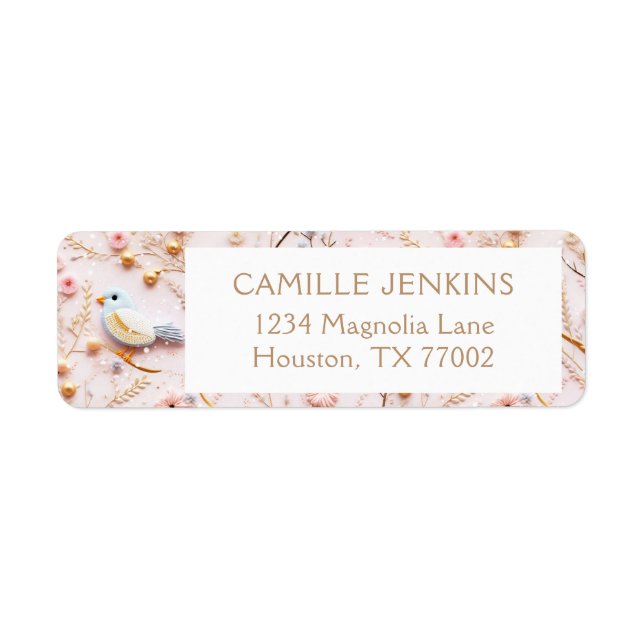 Étiquette Label d'adresse de retour Baby shower rose d'hiver (Devant)