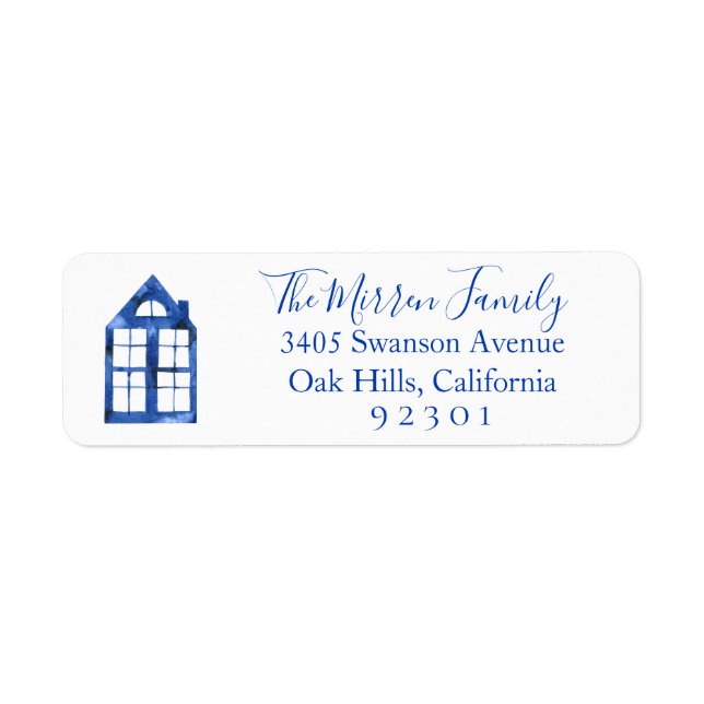 Étiquette Label d'adresse de retour Blue Dutch Home (Devant)