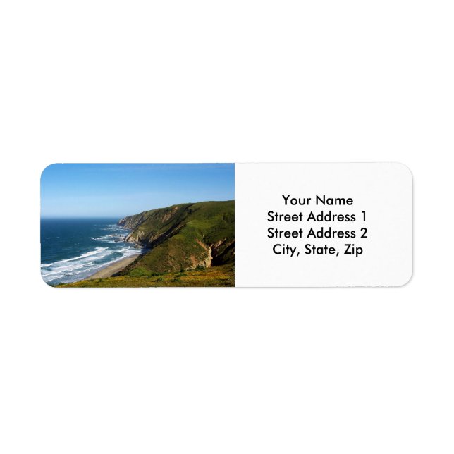 Étiquette Label d'adresse de retour de la côte de Californie (Devant)