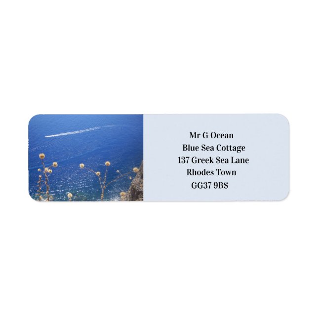 Étiquette Label d'adresse de retour de la mer bleue grecque (Devant)