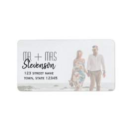 Étiquette Label d'adresse de retour du Mariage photo moderne
