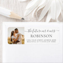 Label d'adresse de retour du Mariage photo moderne