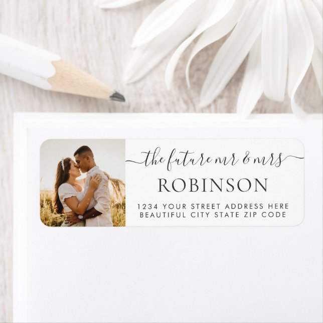Étiquette Label d'adresse de retour du Mariage photo moderne (En situation)