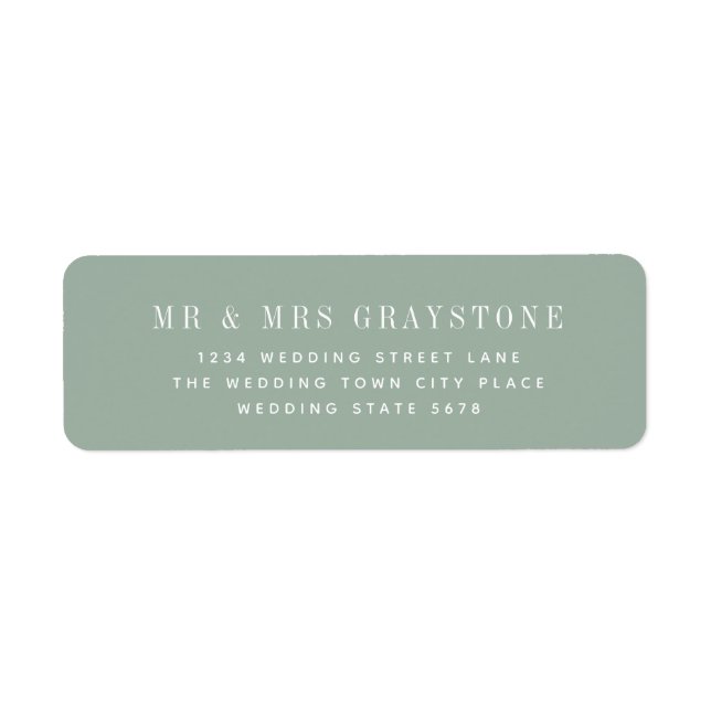 Étiquette Label d'adresse de retour du Mariage Sage moderne (Devant)