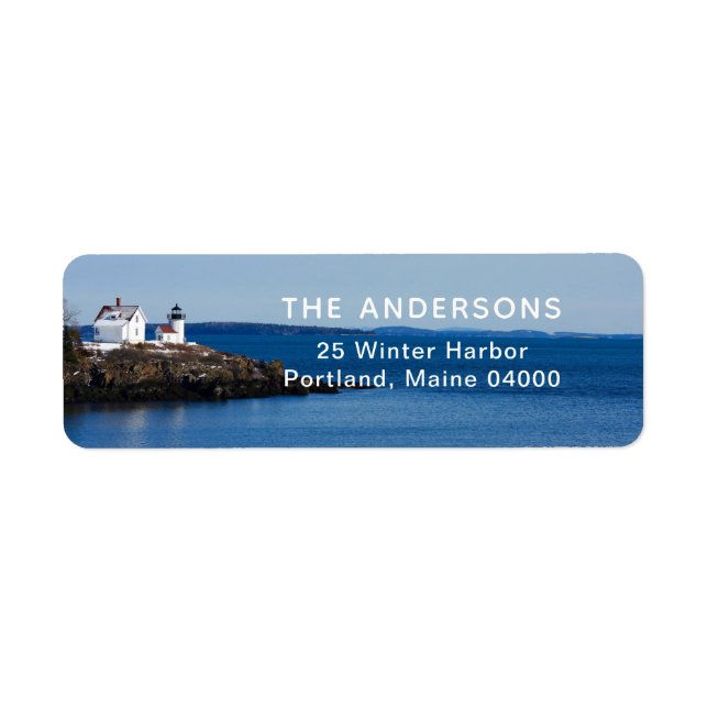 Étiquette Label d'adresse de retour du phare d'hiver (Devant)