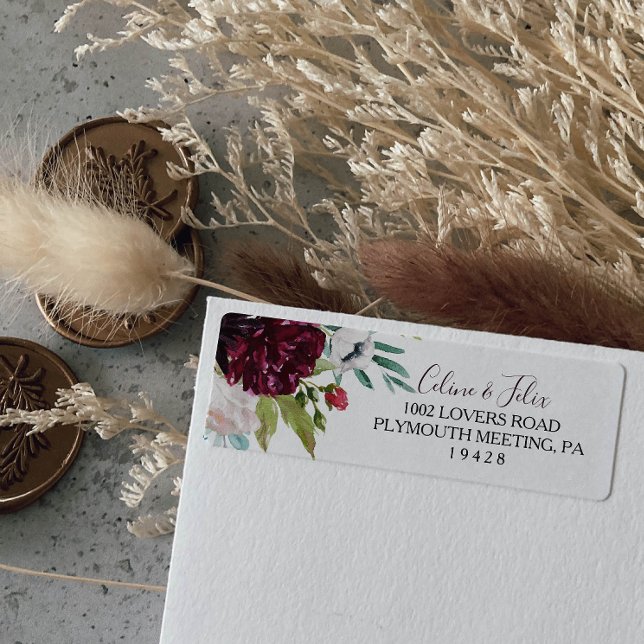 Étiquette Label d'adresse de retour Floral de la marine de B (Créateur téléchargé)