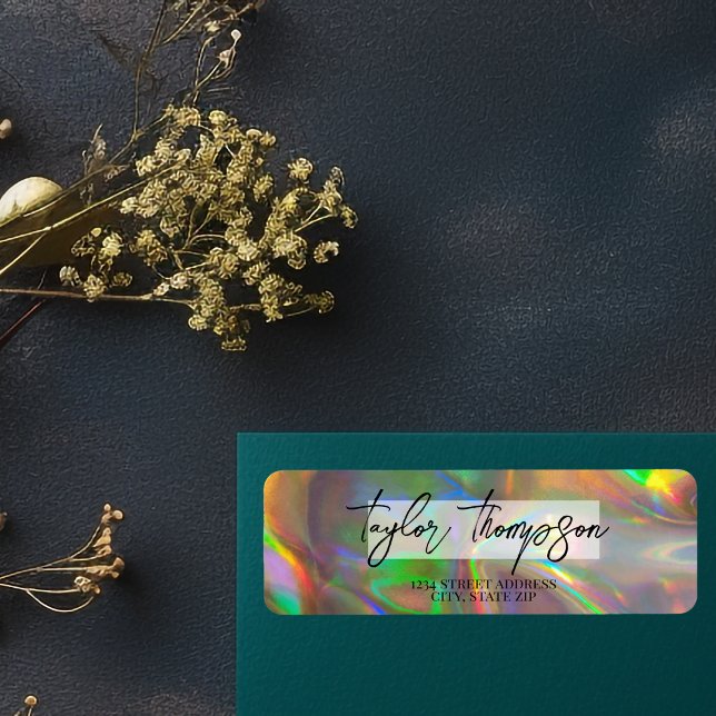 Étiquette Label d'adresse de retour Hologramme or moderne (Créateur téléchargé)