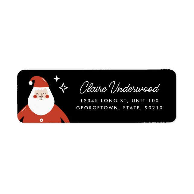 Étiquette Label d'adresse de retour Modern Cute Santa Claus (Devant)