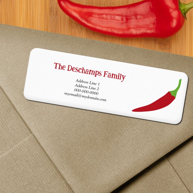 Étiquette Label d'adresse de retour Red Chili Pepper (Red Chili Pepper Return Address Label)