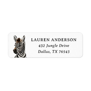 Étiquette Label d'adresse de retour Safari Baby shower Zebra