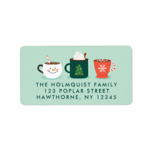 Étiquette Label de l'adresse de retour Christmas Mugs