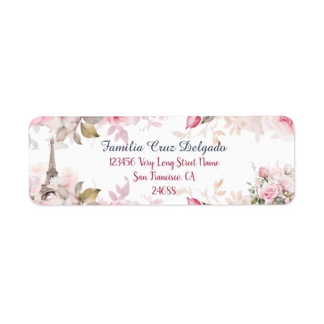 Étiquette Label Floral Pink Paris - Retour (Devant)