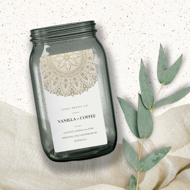 ÉTIQUETTE LABEL ORNATE MANDALA SILVER PALE GOLD FOIL CANDLE (Créateur téléchargé)