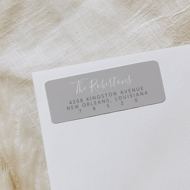 Étiquette Labels de Gray Script (Gray modern minimal script return address labels.)