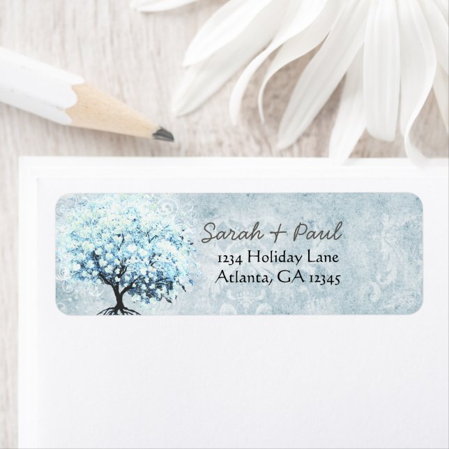 Étiquette Labels de returage de Blue Damask (En situation)