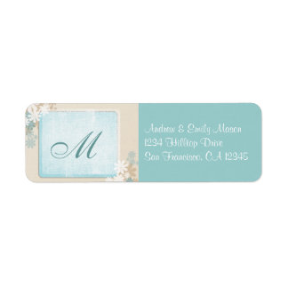 Étiquette Laboratoire d'adresse Turquoise bleu et bronze flo