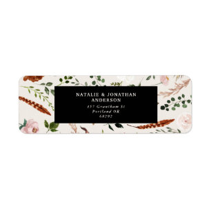 Étiquette Laboratoire de mariage floral en terre cuite noire