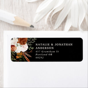 Étiquette Laboratoire de mariage floral en terre cuite noire