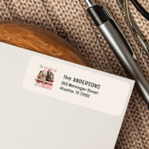 ÉTIQUETTE LABRADORS SUR LE CAMION ROUGE FA LA CHRISTMAS