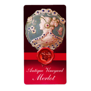 Étiquette LADY AVEC FLEURS ROUGE GRAPES CIEL Vin Mariage SCE
