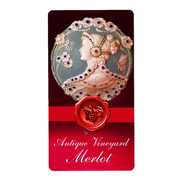 Étiquette LADY AVEC FLEURS ROUGE GRAPES CIEL Vin Mariage SCE (Devant)