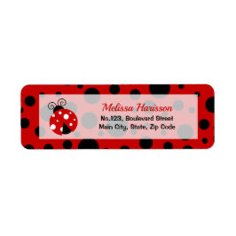 Étiquette Ladybug Red Black Frame Pois Adresse de retour
