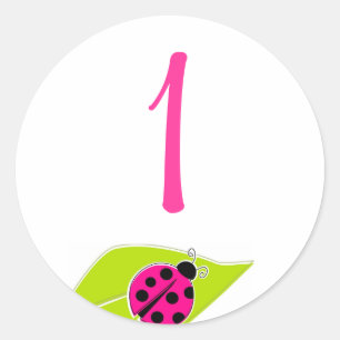 Étiquette Ladybug rose avec numéro
