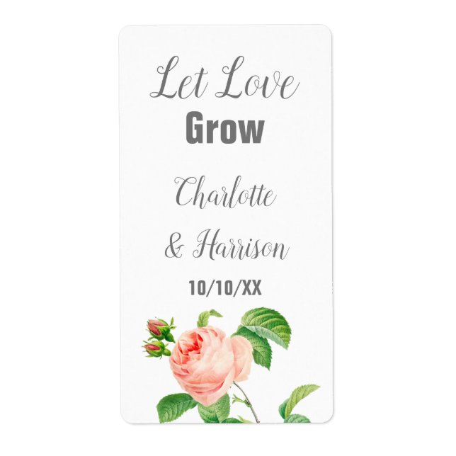 Étiquette Laisser l'amour grandir semence paquet mariage Fav (Devant)
