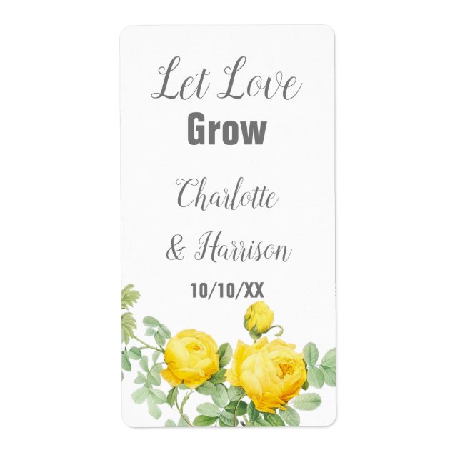 Étiquette Laisser l'amour grandir semence paquet mariage Fav (Devant)