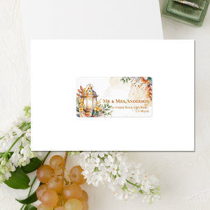 Étiquette Lanterne rustique jaune Floral Adresse Mariage de