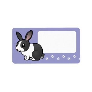Étiquette Lapin de dessin animé (oreille dressée, poil lisse