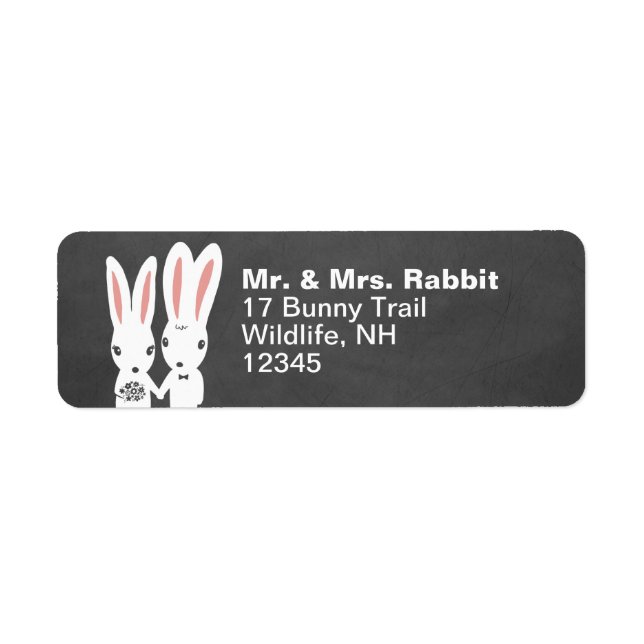 Étiquette Lapin Lapins Mariage Couple Adresse de retour (Devant)