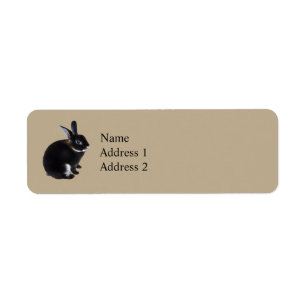 Étiquette Lapin Mini Rex Brown foncé et blanc