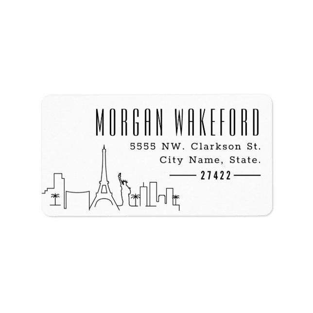 Étiquette Las Vegas Moderne Déco Skyline Large (Devant)