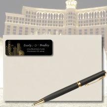 Las Vegas Skyline Black White Gold Élégant Script
