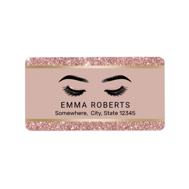 Étiquette Lashes Artiste maquillage Rose moderne Gold Beauty (Devant)