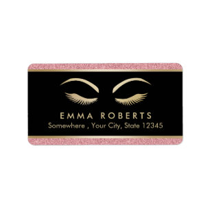 Étiquette Lashes & Brow Maquillage Artiste Rose moderne Salo
