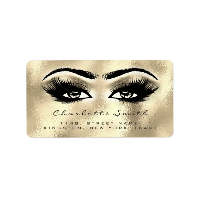 Étiquette Lashes de maquillage Adresse de retour Label Gold  (Devant)