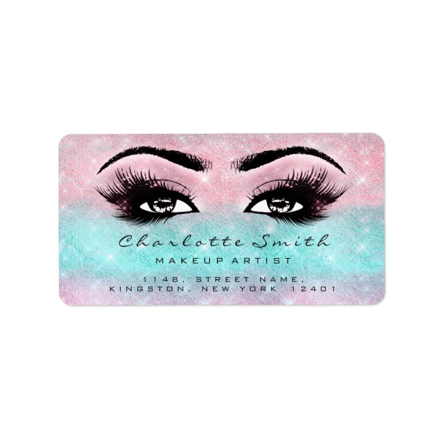 Étiquette Lashes de maquillage rose océan Beauté de style RS (Devant)