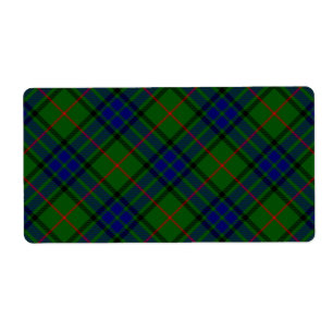 Étiquette Lauder tartan bleu vert plaid