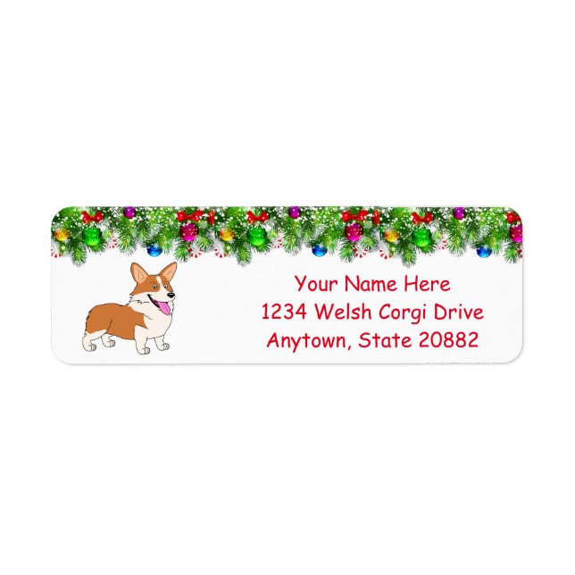 Étiquette Laughing Holiday Welsh Corgi (Devant)